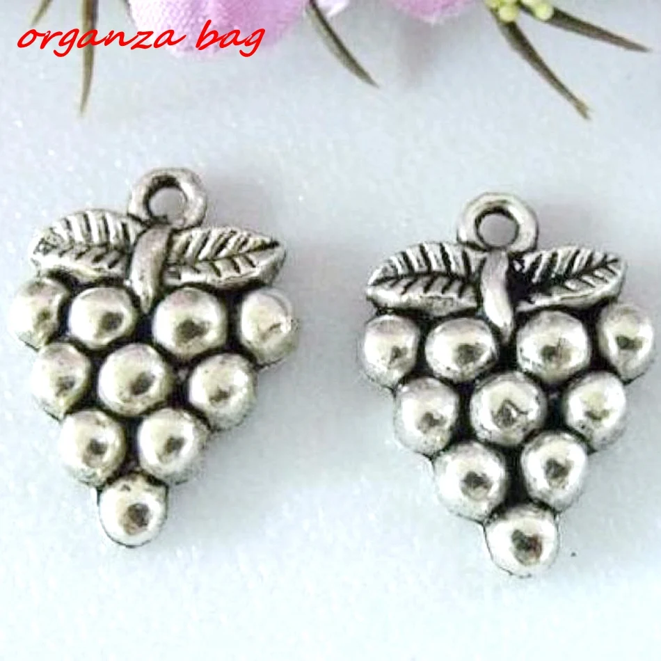 

Hot ! 150 pcs Antique Silver zinc alloy Single-sided design grape Charm pendants DIY Jewelry 20 x 14 mm za427