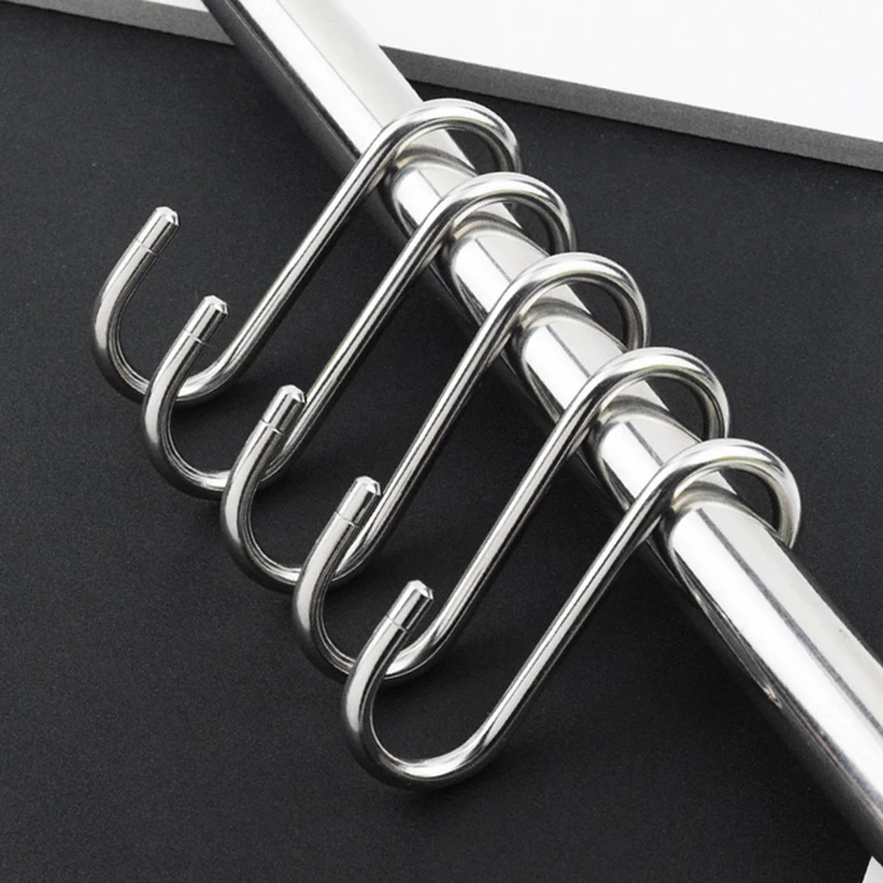 S Shaped Hanger 10pics/set Stainless Steel Round Silver Hooks House
