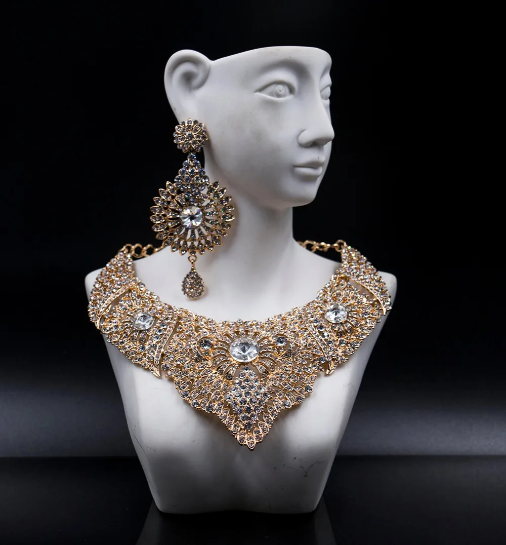 LAN Дворцовое свадебное ожерелье для женщин, ювелирное изделие, свадебное ожерелье и серьги, Австрийское ожерелье, Африканский ювелирный набор