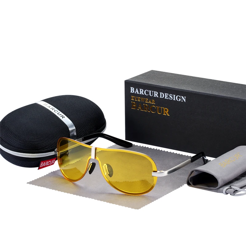 BARCUR очки ночного видения, водительские солнцезащитные очки, мужские поляризованные солнцезащитные очки, черные очки ночного видения, мужские аксессуары