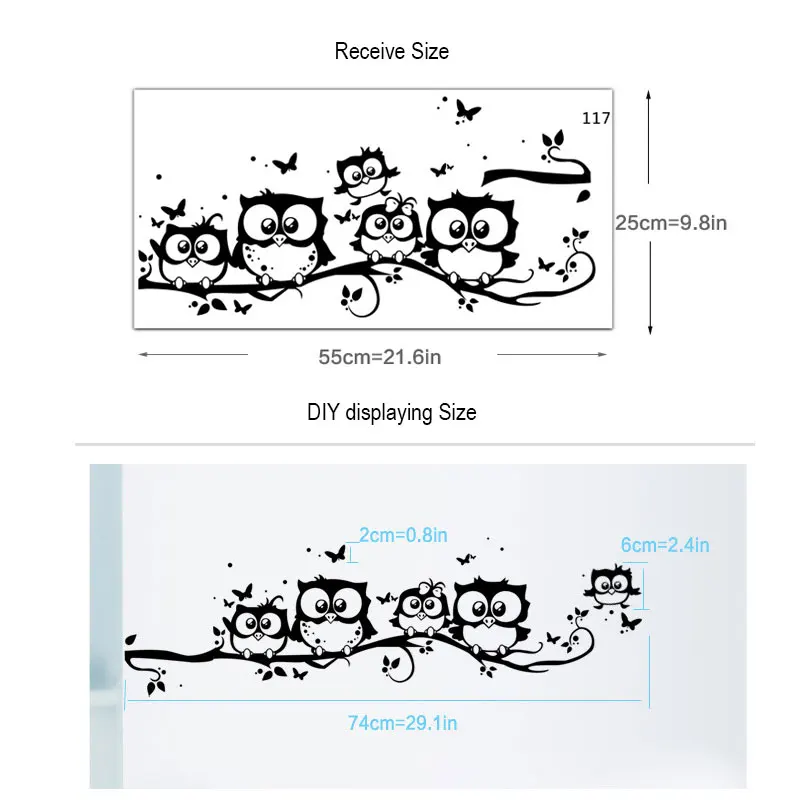 Милые 5 совы на дереве наклейки на стену s Животные наклейки s Бабочка наклейки на стену для детской комнаты наклейки на стены для детской комнаты