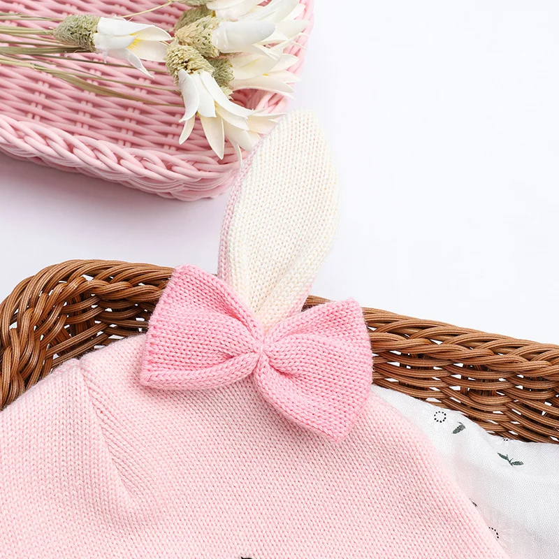 Beanie Kid Girl Winter Hat Autumn Knit Warm Pink Rabbit Cap Casual Outdoor Skiing Baby Accessory (6)