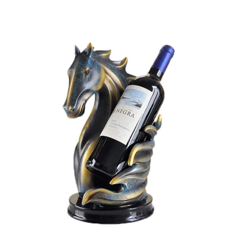

Horse Head Wine Rack Statue Abstract Animal Wine Bottle Resin Craftwork Wine Holder Home Accessories L3077