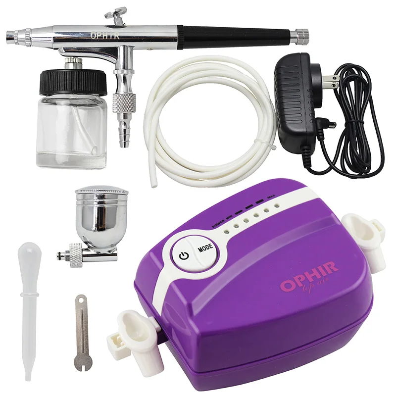  OPHIR Pro Portable Airbrush Compressor Kit 5-Adjustable Mini Air Compressor for Cake Decorating Bod