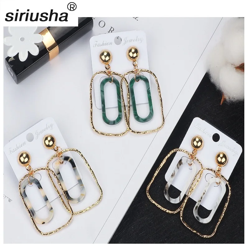 

Resin Acetate Pattern Earrings 2019 Early Spring New Earrings Simple Trendy Fashion Wild Long Earrings S273