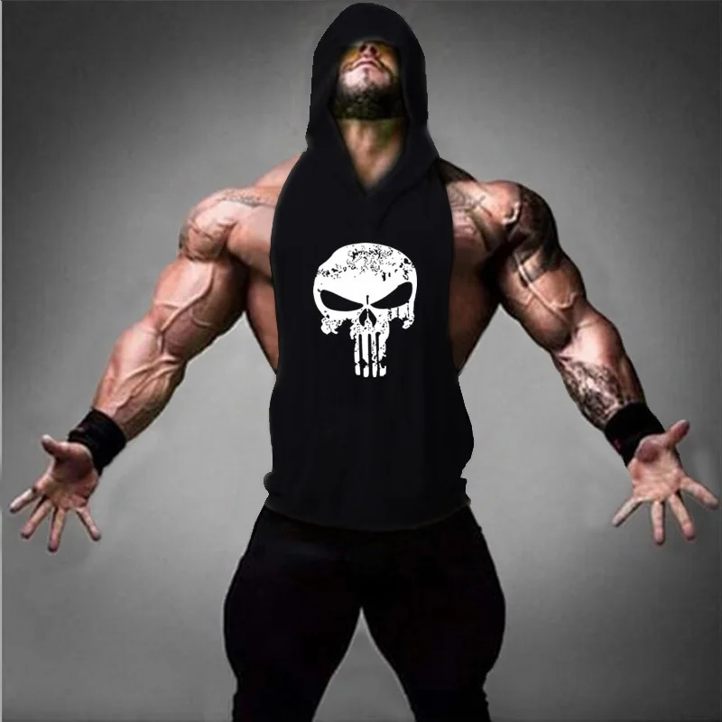 

2018 Skull Vests Bodybuilding Fitness Stringer Men Cotton Tank Top Golds Gorilla Wear Vest Undershirt Tank Tops sleeveless vest