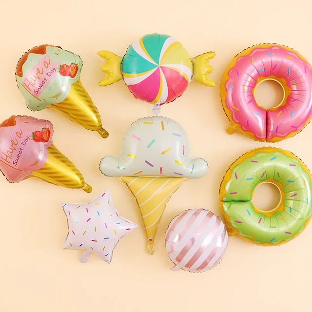 1pc Rosa Donuts Süßigkeiten Eis Popcorn Folie Ballons Geburtstag Süße  Kinder Spielzeug Zucker Baby Dusche Dekorationen - AliExpress