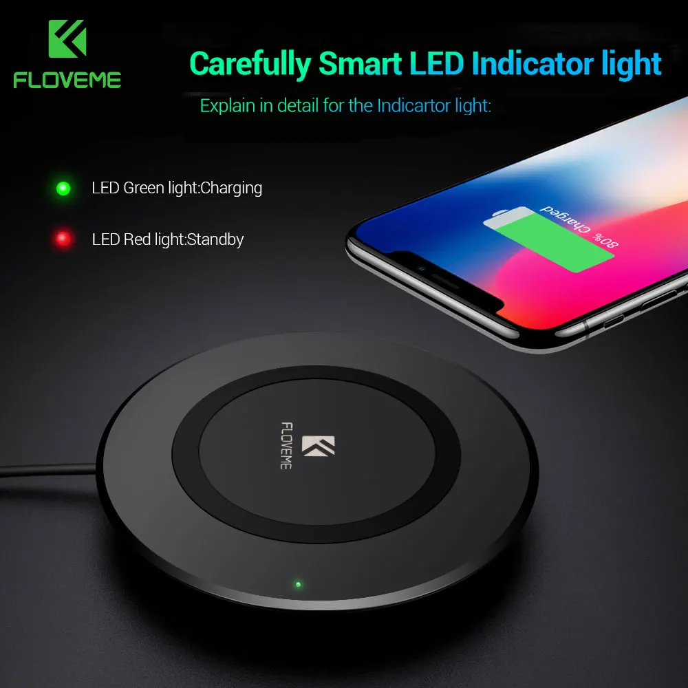 FLOVEME Qi Wireless Charger For iPhone X 8 plus Xr XS Max Charging For Samsung S9 S8 Plus S7 S6 edge Note 9 8 Phone Chargers Pad
