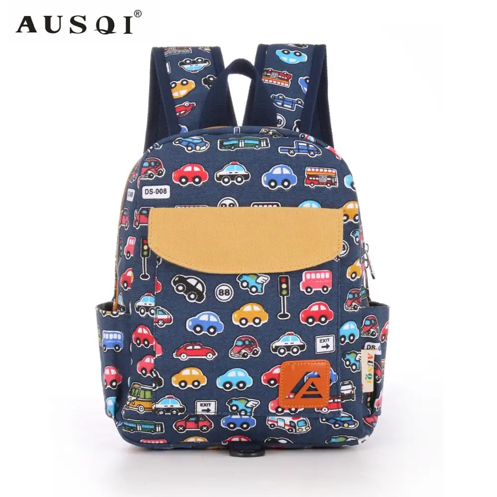AUSQI Little Cute Cartoon Bus Toddler School Backpack for Kid Boys