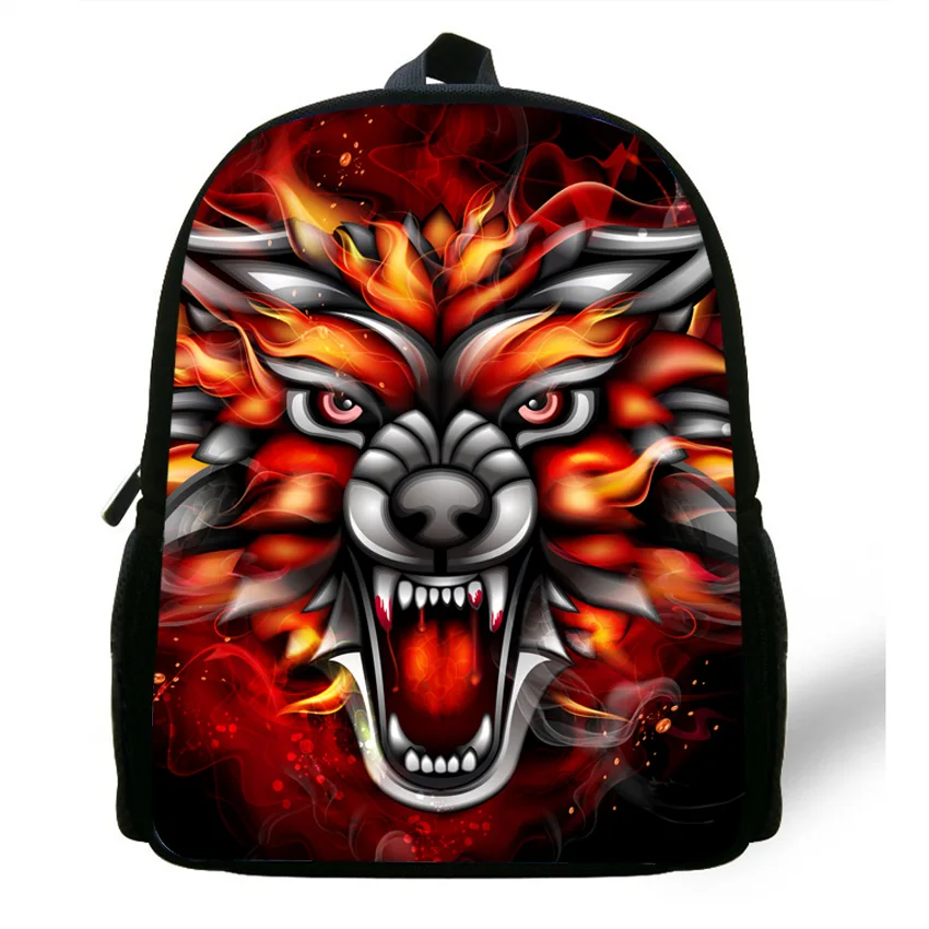 12 Inch Hot Kids Animal Backpack For Preschool Girls Boys Wolf Head