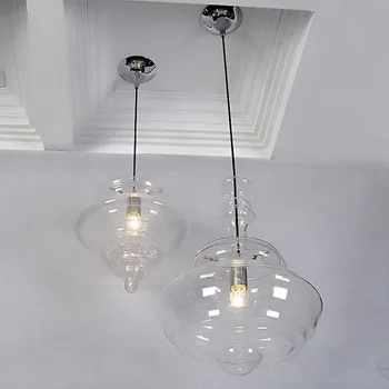 

Modern Glass Pendant Lights Clear Suspension Lamp Stair Pendant Lamp for Dinning Room Coffee E27 LED Bulbs Pendant Lights AL501