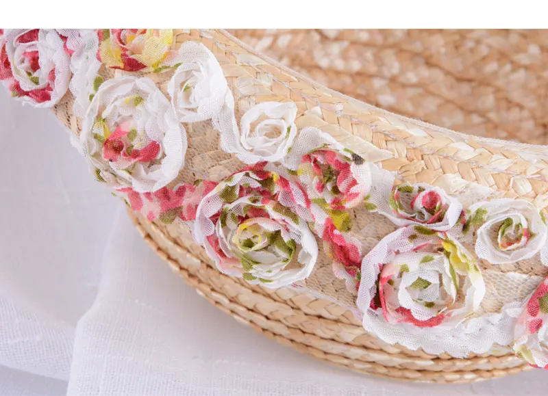 baby straw hat womens straw hats for women summer beach sun hat kids girls with flowers  (12)