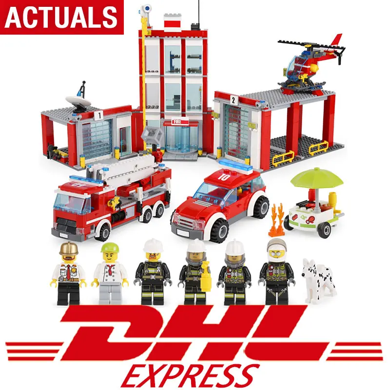 

New 02052 Genuine City Series 1029Pcs The Legoing 60110 Fire Station Building Blocks Bricks Funny Kid`s Toys As Chritmas Gifts