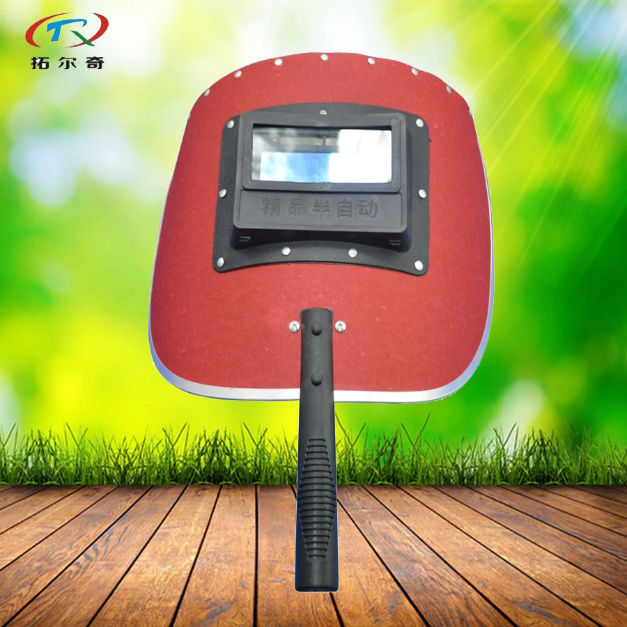 

Welding Helmet auto darkening Red Hand hold Full Automatic Welding Mask Waterproof Inner Lithium Cell and Solar Power SA03-1100