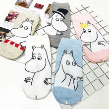 Милые носки с героями мультфильмов «Муми-долина»; модные классические забавные тапочки; Medias Cortas De Mujer Muminki Footsies Mumin; забавные тапочки; 1 пара = 2 шт