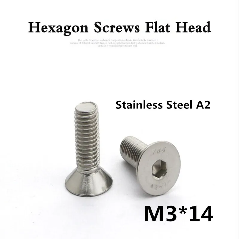 

1000pcs/lot DIN7991 M3*14 A2 Stainless Steel Flat Socket Head Cap Screw