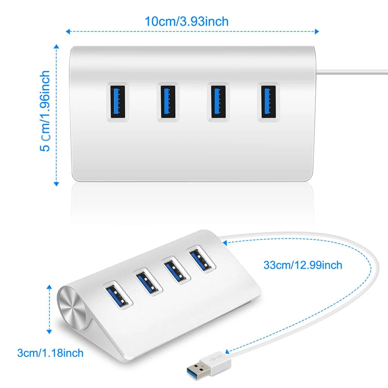 Алюминий 4 порта s высокоскоростной концентратор 4 порта USB 3,0 мульти usb-хаб расширение для настольного ПК ноутбук адаптер usb-концентратор 3,0