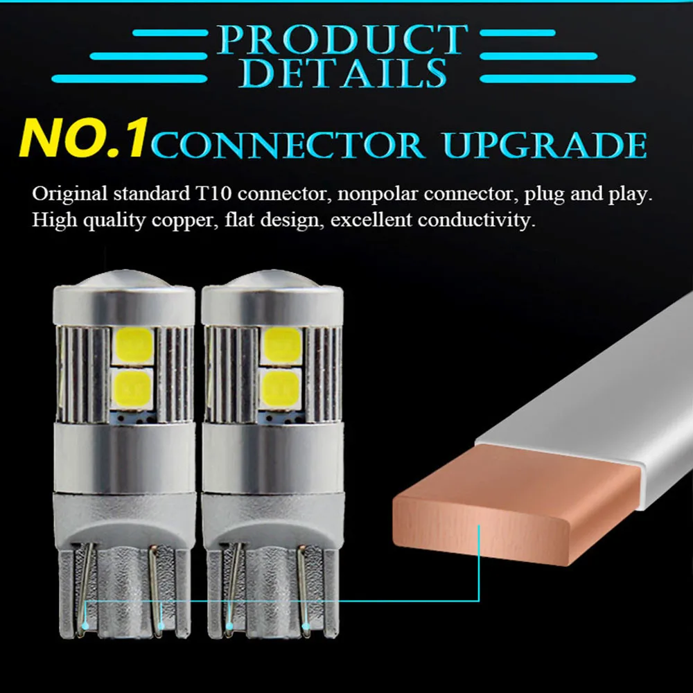 

LED Motorcycle Light1 Pcs T10 W5W 9 Smd 3030 Led Lights 194 168 Reading Lamp Wedge Interior White Motorcycle Accessories