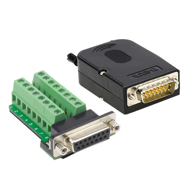 D SUB DB15 VGA Мужская и женская головка 2 ряда 15 штырьков Клеммная колодка винт гайка