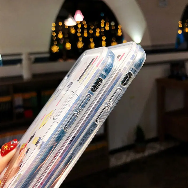 Стильный и прозрачный зыбучий песок для iPhone Xs Max Xr Жесткий пластиковый Чехол для iPhone 6 6s 7 8 Plus динамический жидкий ipone Shell