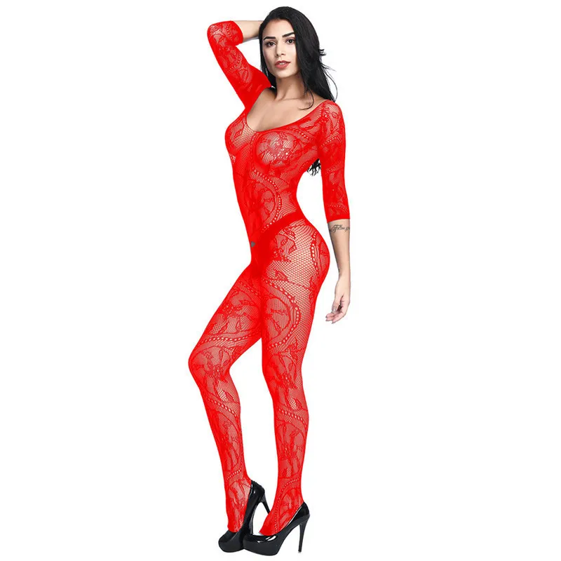 Сексуальное женское белье, боди, Сексуальное эротическое белье, открытая промежность, эластичная сетка, чулки, сексуальное нижнее белье, костюмы - Цвет: ny719 red