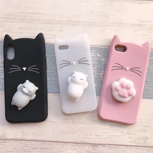 Cases For iphone 7 8 6 6S Plus se with 3D Cute Japan Glitter Bearded Cat Squishy Cat case For iphone xr xs max Silicone cover