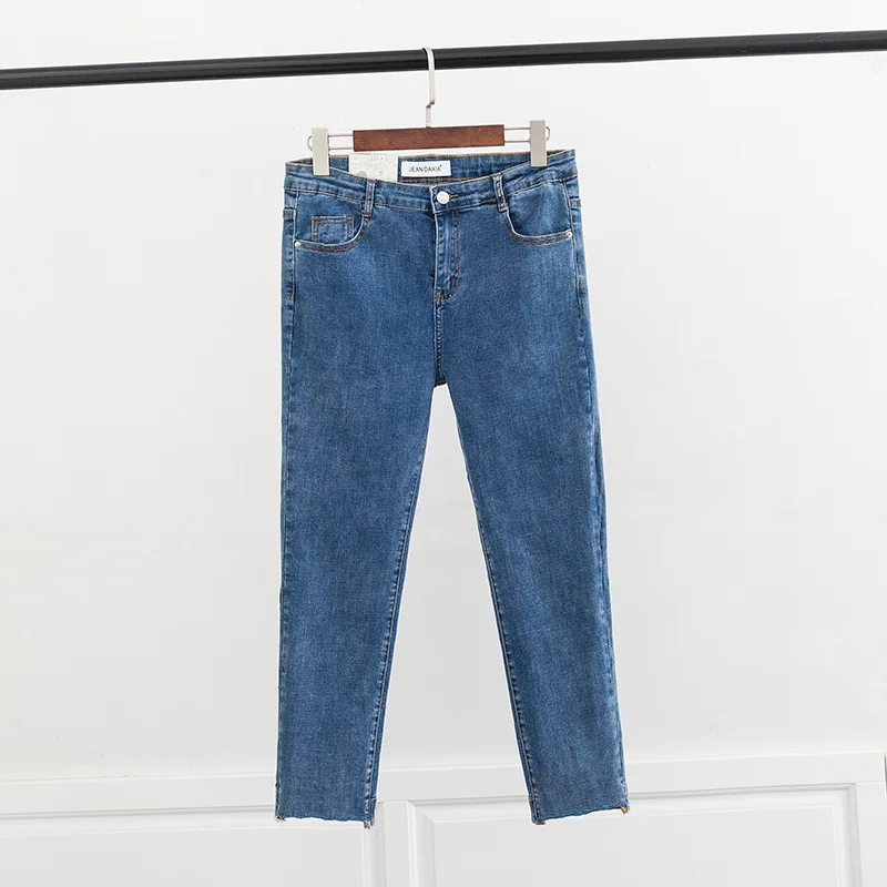 2019 размера плюс повседневные джинсы, Весенняя женская одежда, модные свободные штаны-карандаш стрейч из денима D6-5516