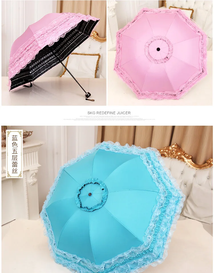 Кружевной зонт, Рождественский зонт от солнца, женский зонт, ультра-складной светильник, УФ-защита, солнечные Зонты