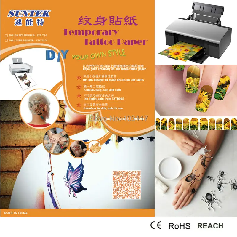 Por Water Slide Temporary Tattoo Paper 30sets Lot A4 Inkjet Laser Type Water Slide Temporary Tattoo Paper With