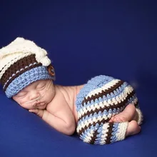 Новинка ручной работы, хлопок, вязаная крючком Детская шапка и штаны, комплект для малышей. Вязаные аксессуары для фотографии новорожденных шапочки для новорожденных, детские штаны