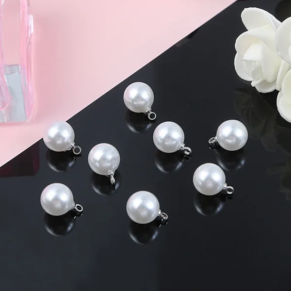 6/8/10mm 10pcs ABS Pearl Beads Charm for Earring Necklace DIY Jewelry Findings Making Earring Necklace Pendant Accessories - Цвет: 10mm