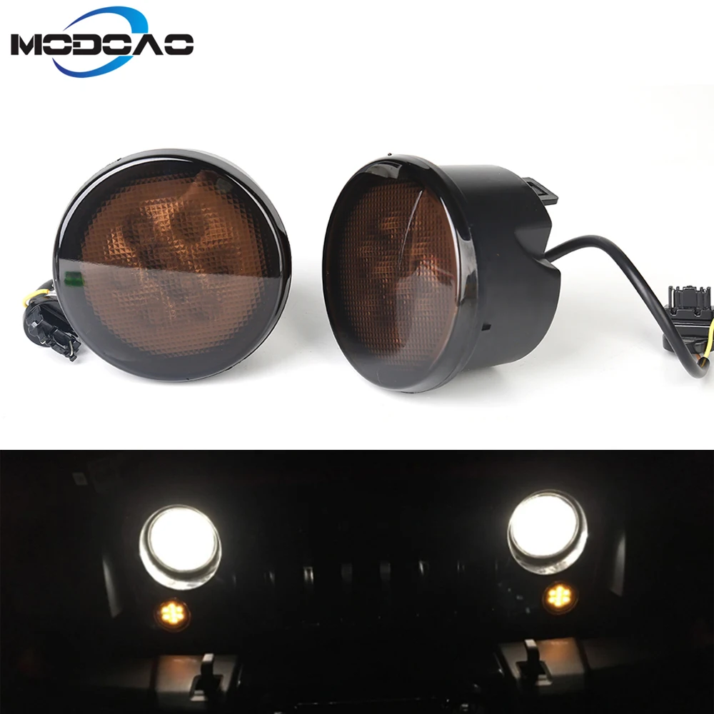 

Direct Fit LED Daytime Running Light/Turn Signal For 2007-17 Car Wrangler JK Maker Parking Lights Bulb Smoke Lens
