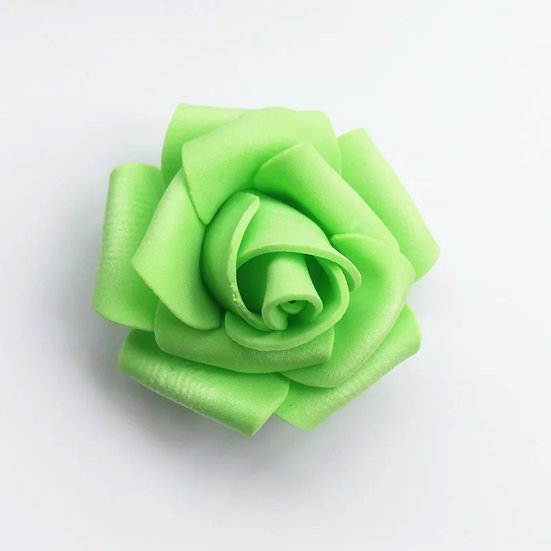 green 200 шт./пакет Искусственные цветы розы, с рисунком "Медведь", "Цветок" голова 4 см роза цветок голова пены с цветочным рисунком - Цвет: green