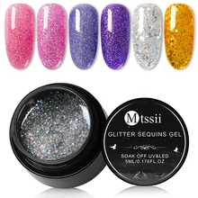 Mtssii голографический Блестящий Гель-лак для костюма блестящие лазерные блестки Розовый Фиолетовый замачиваемый УФ-Гель-лак набор 5 мл голографический Гель-лак