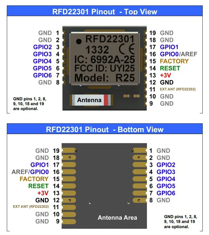 1 шт. x RFD22301 Bluetooth/802.15.1 модули RFduino BLE 4,0 SMT модуль