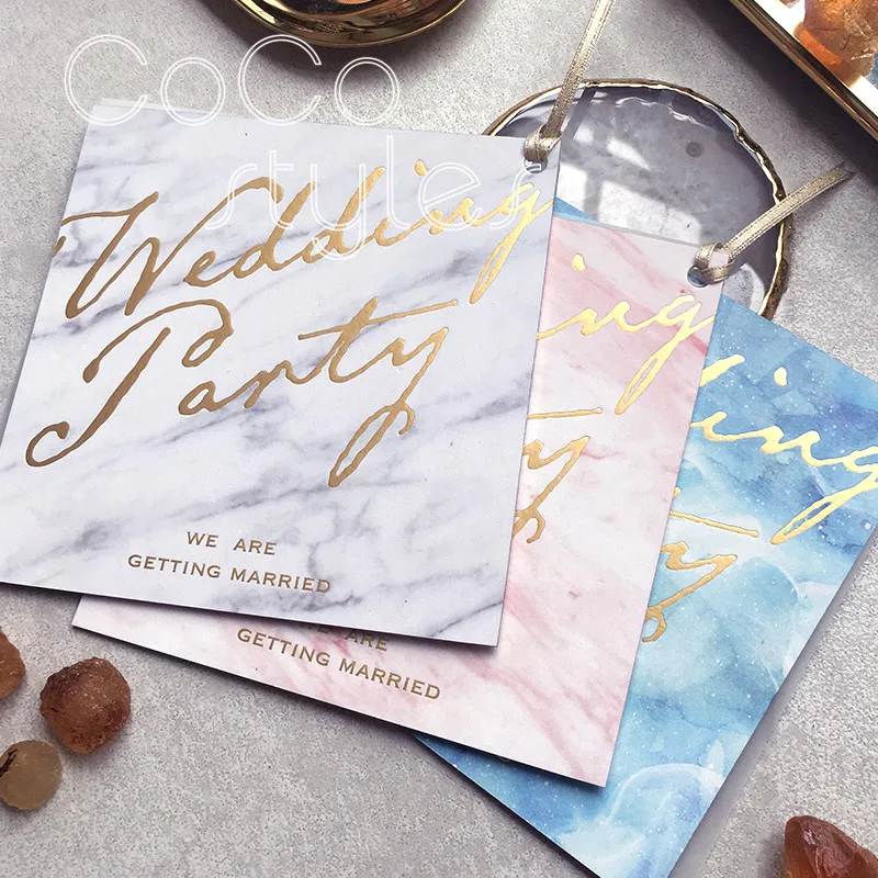  Cocostyles personalized fashion marble invitation card with gold foiling printing tracing paper for - 32891324553