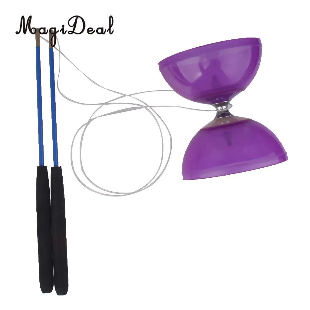 MagiDeal традиционная 1 шт. Пластилин Diabolo с ручками и струной игрушка для жонглирования для детей, взрослых, начинающих 4 цвета - Цвет: Purple