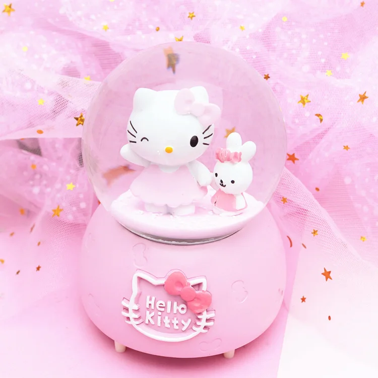 Рисунок «Hello Kitty» Автоматическая таяния снега с подсветкой светящиеся музыкальная шкатулка в виде хрустального шара Креативные Детский подарок домашний декор Подарочная музыкальная шкатулка Рождество - Цвет: KT rabbit