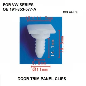 

OE#191-853-577-A x10pcs Door Moulding Nylon Clip Retainer Fastener For VW Golf 1 & 2 1987-On, Jetta, Passat B2