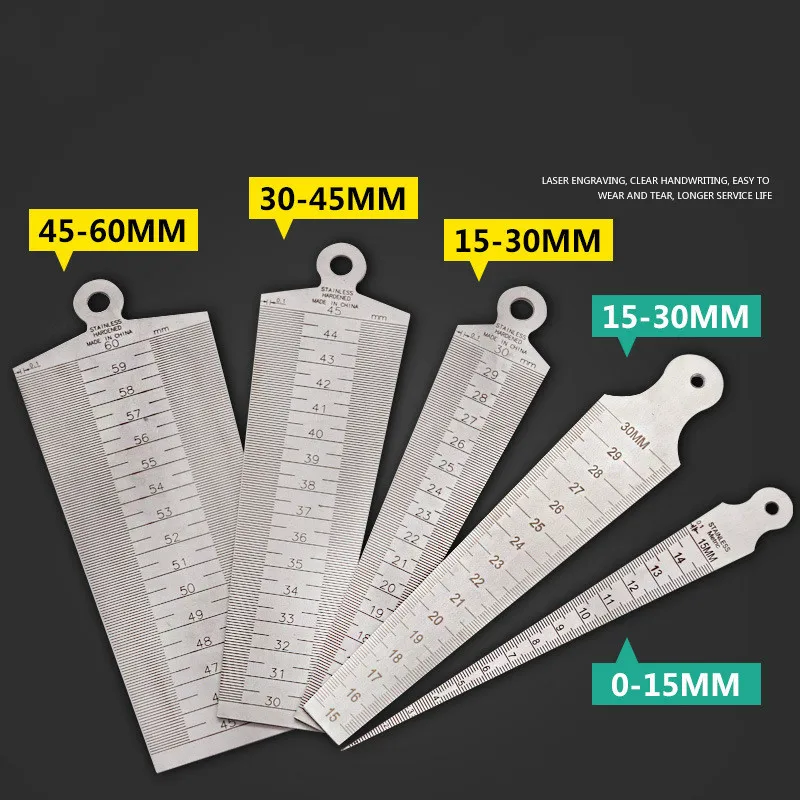 

High quality stainless steel wedge feeler clearance ruler aperture 1-60mm inner diameter taper depth gauge Metric Imperial