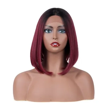 

JINGFA Ombre Rose Color Bob Wigs for Women Synthetic Short Heat Resistant Fiber
