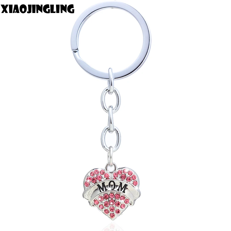 

XIAOJINGLING Fashion Family Llavero Mom Daughter Keychain Grandma Family Pendants Key Chain Best Friend Crystal Heart Keyring