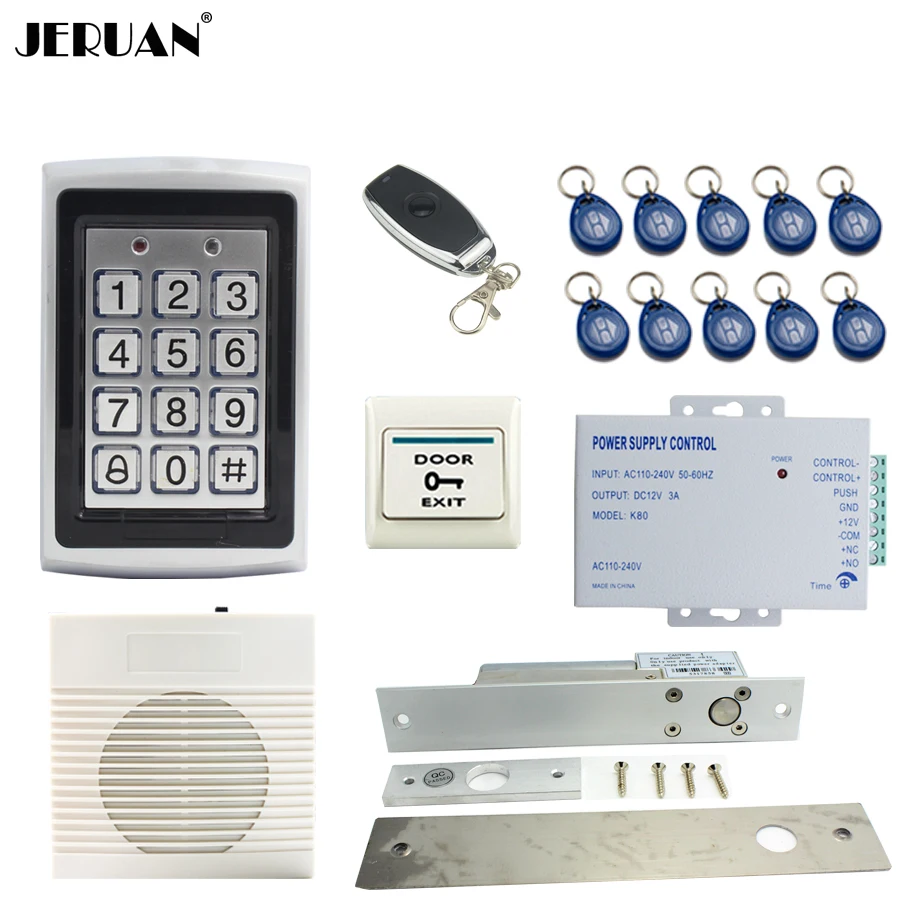 

JERUAN Metal Backlight button RFID Access Controller system kit+new doorbell+Remote control+Exit Button+Free shipping