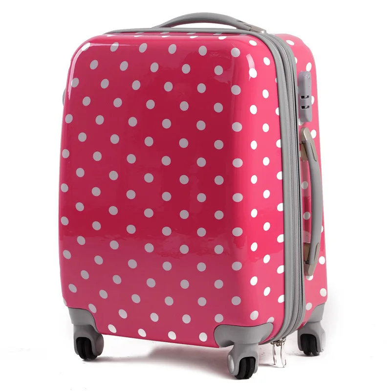 

16'' 18'' 20'' 22'' 24'' 26'' Milk Cow White Polka Dot Fashion Spinner Rolling luggage trolley valise koffer malas
