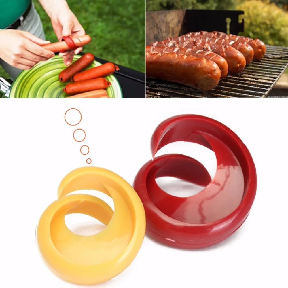 

2PCs Manual Fancy Sausage Cutter Spiral Barbecue Hot Dogs Cutter Slicer kitchen Cutting Auxiliary Gadget Fruit Vegetable Tools