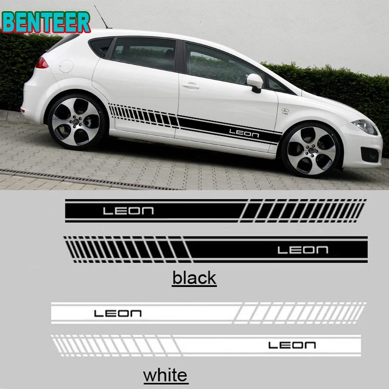

2pcs/lot Car Side Decal Stripes Stickers Flag Graphi For seat leon Car Accessories