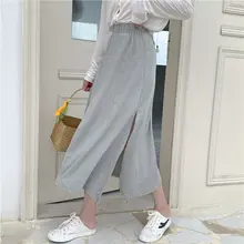 Alien Kitty, высокая талия, женские офисные, летние, стильные, вилка, свежий шик, простые, женские, свободные, подходят ко всему, свежие длинные юбки с разрезом