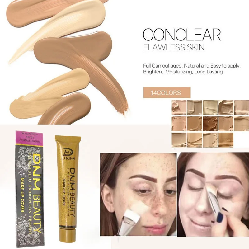 Full Skin Concealer Foundation Cream Face Professional Blemish Cover Dark Spot Tattoo Contour Makeup Liquid Concealer Cosmetic