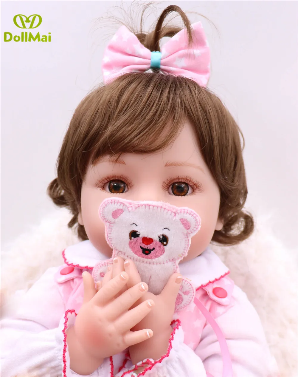 DollMai Reborn baby, кукла для маленьких девочек, 22 дюйма, 55 см, силиконовая Кукла reborn baby dolls, восхитительный реалистичный подарок для детей, bebes reborn