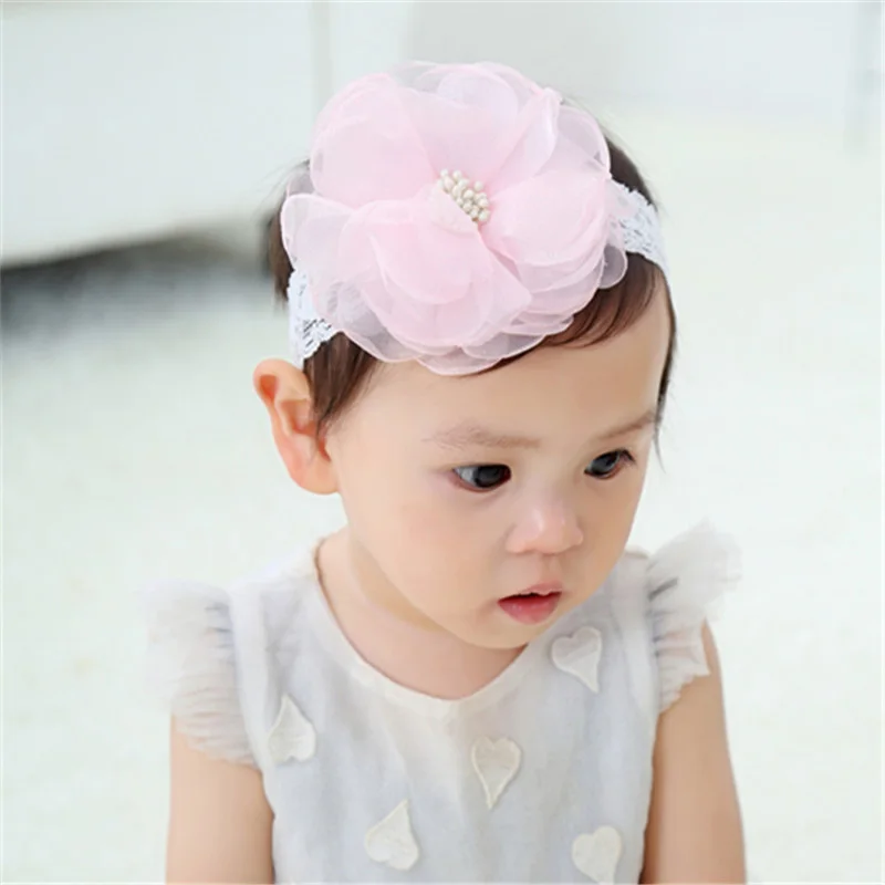 2018 Lovely Baby Headband Flower Lace Headbands Girls Kids Elastic Hai